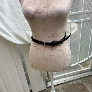 Ann Taylor-Black Suede Leather Belt Silver Buckle